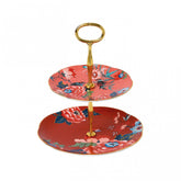 Wedgwood Paeonia Blush Cake Coral & Red Two-Tier Stand Dalmazio Design